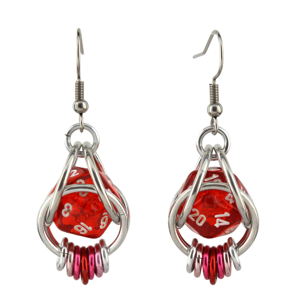 D20 Earrings - LGBTQ Rainbow or Ombre Coil: Rainbow / Turquoise