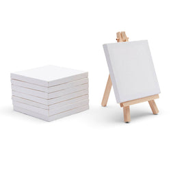 Mini Easel & Canvas Sets - 8 pcs: 3” X 3”