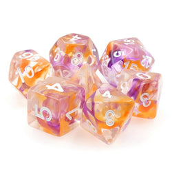 Purple & Orange Swirl Dice RPG Dice Set