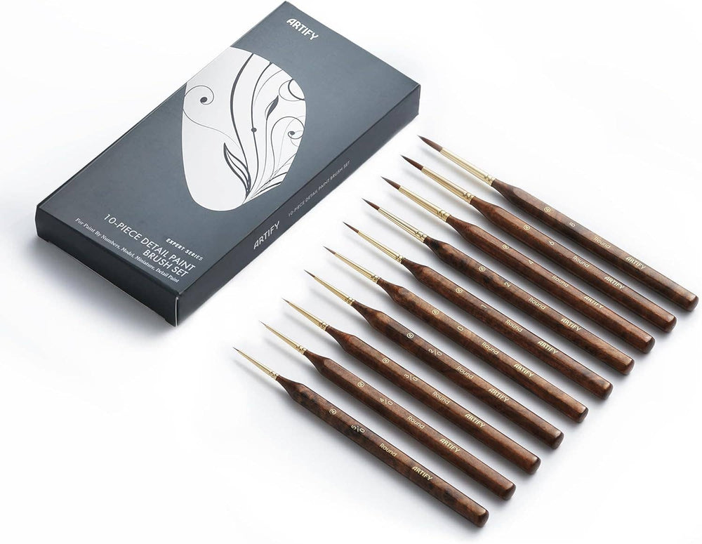 Extreme Detail Paint Brushes for Miniature, Round Tip Nylon: 10 Pcs
