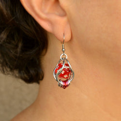 D20 Earrings - LGBTQ Rainbow or Ombre Coil: Rainbow / Purple