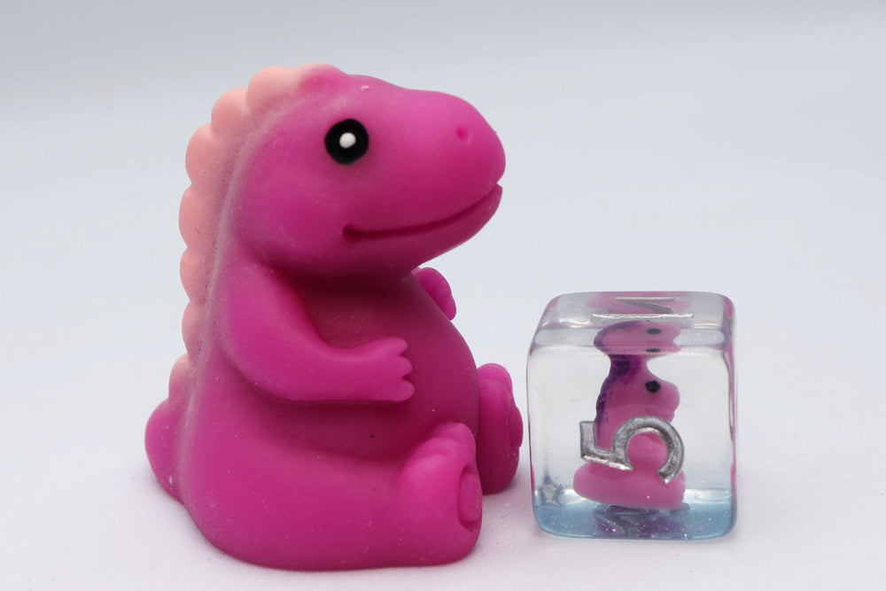 Pink T-Rex RPG Dice Set