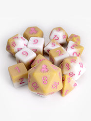 Strawberry Latte Matte 14pc Dice Set inked in Pink
