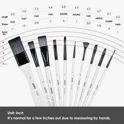 ARTIFY 10 Pcs Synthetic Hair Paint Brush Set: White