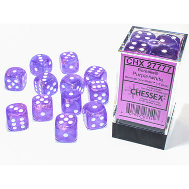 Chessex 16mm d6 (12) Borealis Luminary - Purple/White