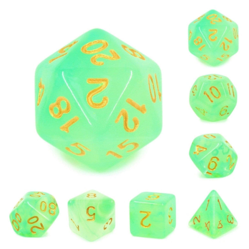 Green Silk Translucent RPG Dice Set