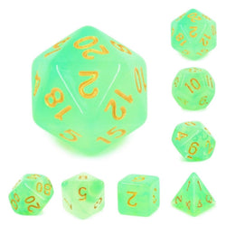 Green Silk Translucent RPG Dice Set