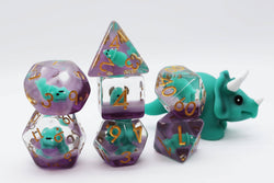 Green Triceratops RPG Dice Set