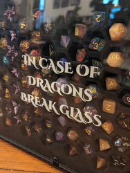 In Case Of Dragons Break Glass | 26 Set Capacity | Plexi Glass Chest of Hoarding Dice Display Case