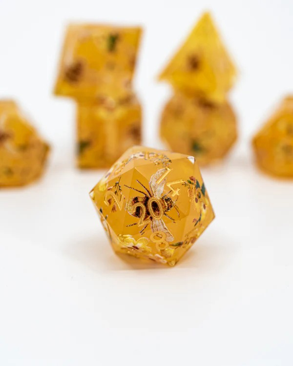 PollenHedral | Double Cast | 7 Piece Sharp Edge Dice